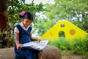 Garden of Peace School Kid Reading Book